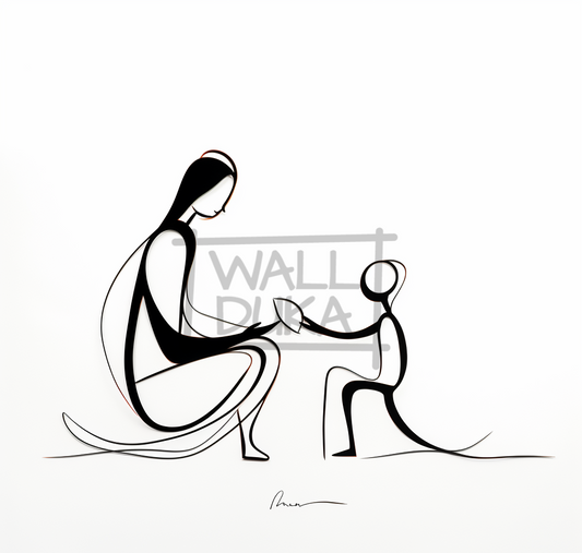 Man and Child in Stylized Line Work