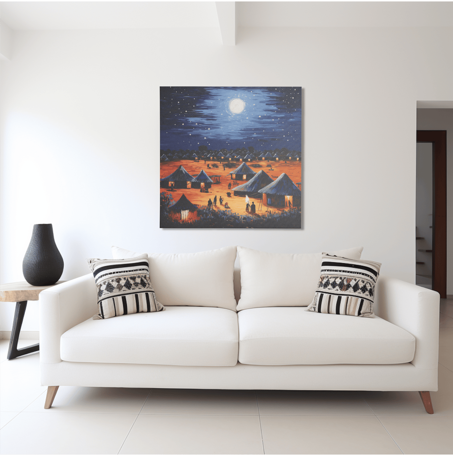 Moonlit African Village