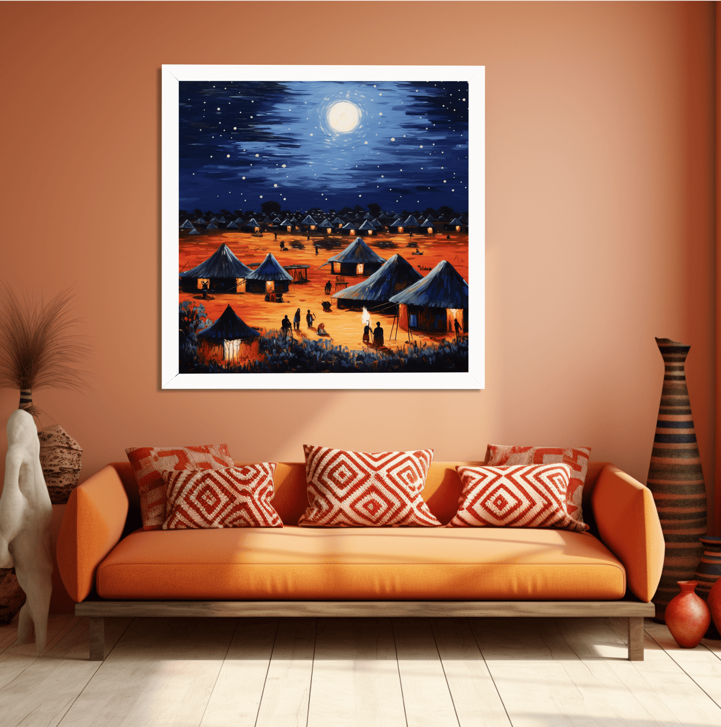 Moonlit African Village