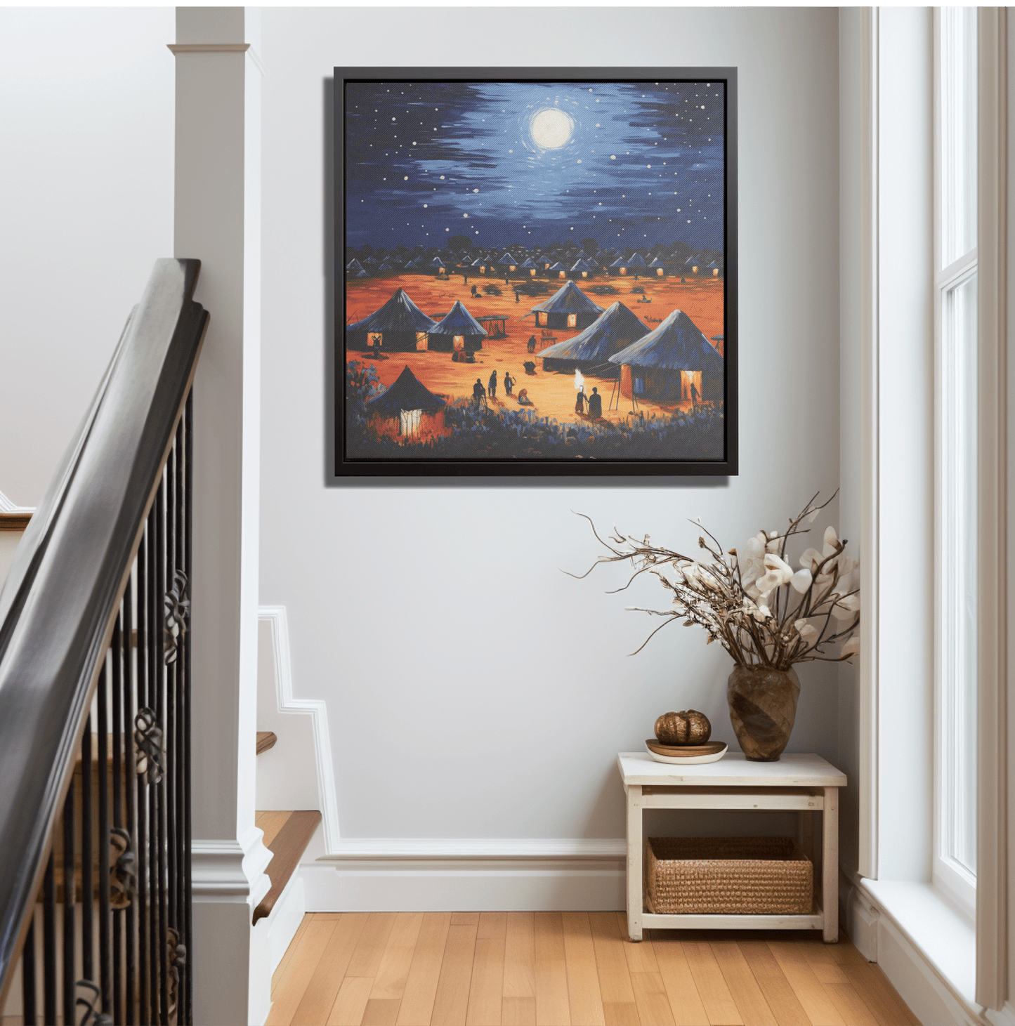 Moonlit African Village