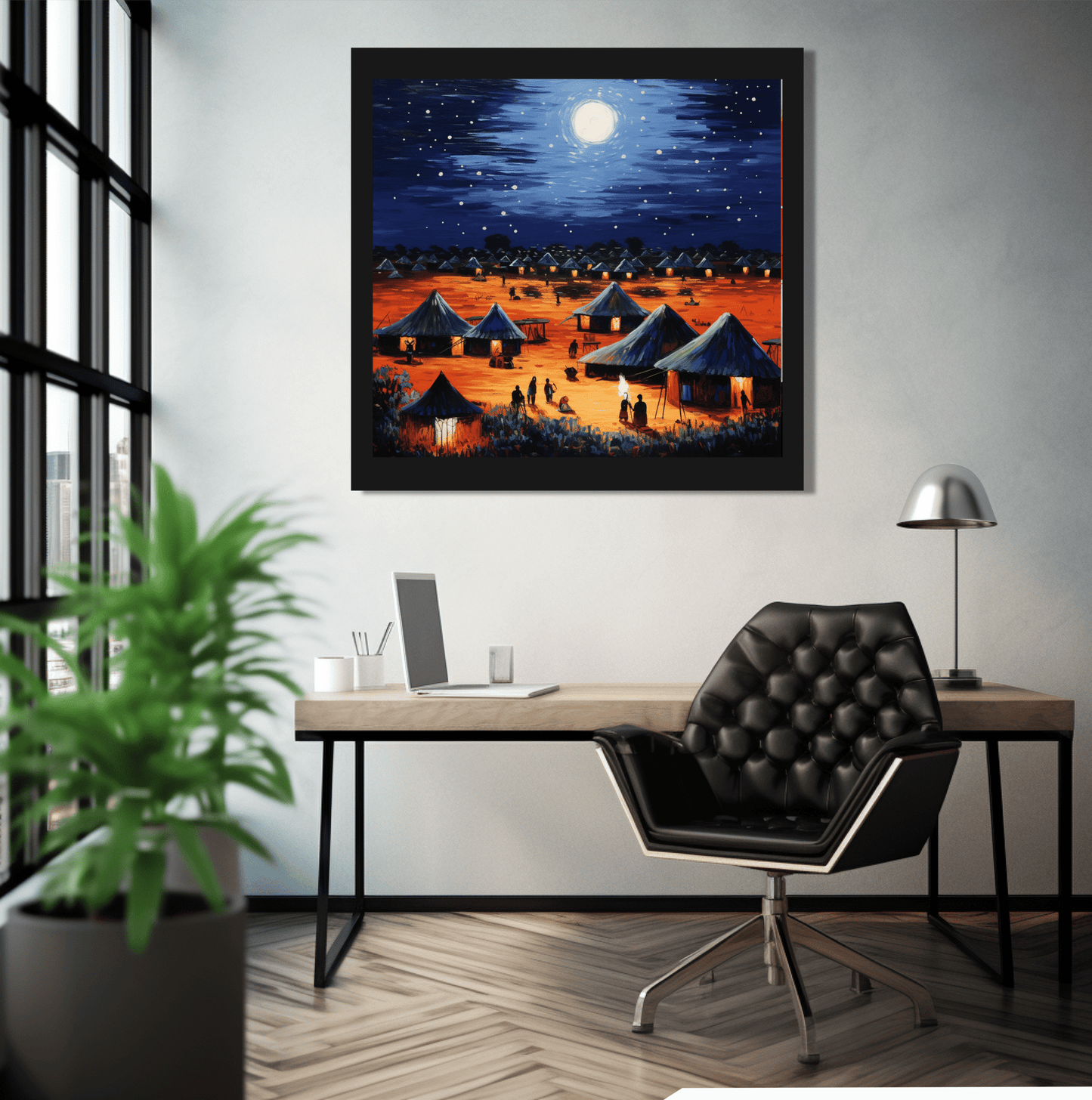 Moonlit African Village