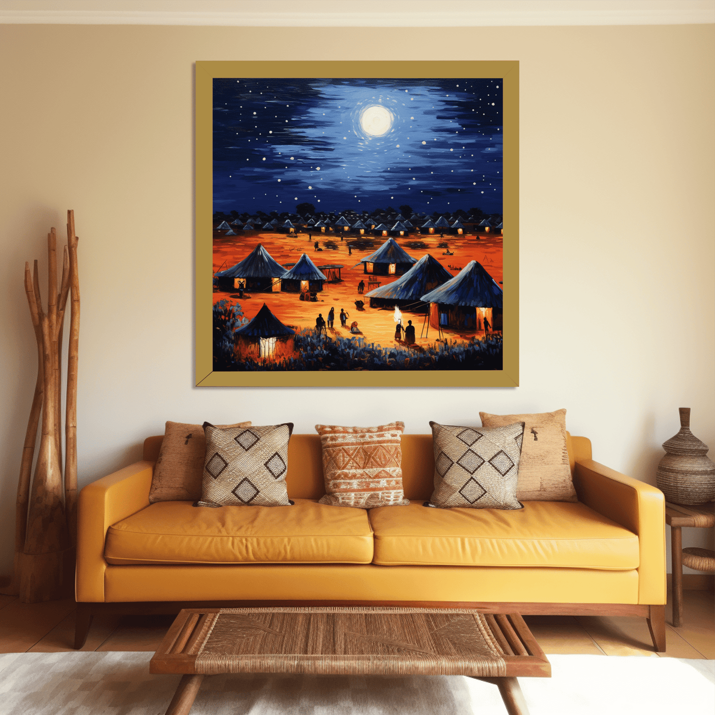 Moonlit African Village
