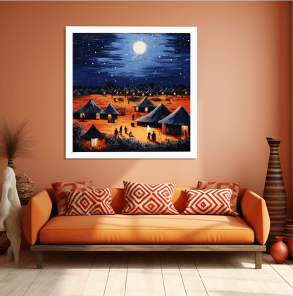 Moonlit African Village
