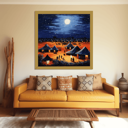 Moonlit African Village