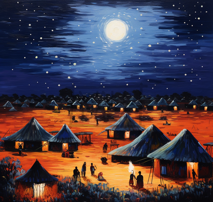 Moonlit African Village